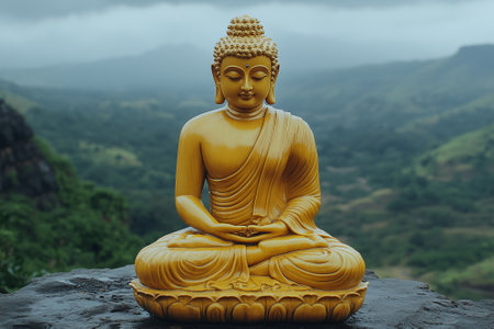 Buddha statue on the mountain at Phu Chi Fa, Thailandの素材