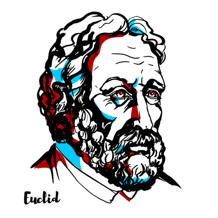 Euclid engraved vector portrait with ink contours. Greek mathematician, often referred to as the "founder of geometry" or the "father of geometry".のイラスト素材