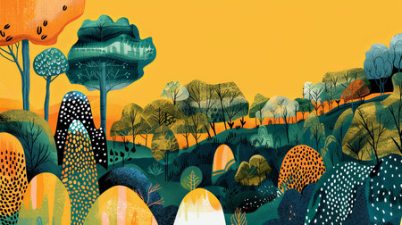 An illustration of SDG 2 - Access to land and resources: a small farm landscape. Generative AI.の素材
