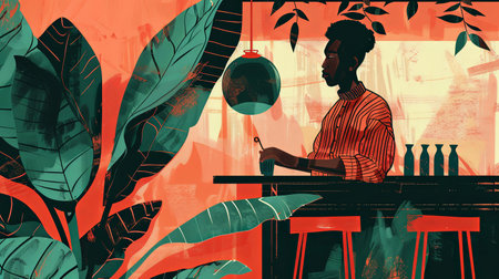An illustration of SDG 2 - Gender equality in Agroculture:a man farmer. Generative AI.の素材