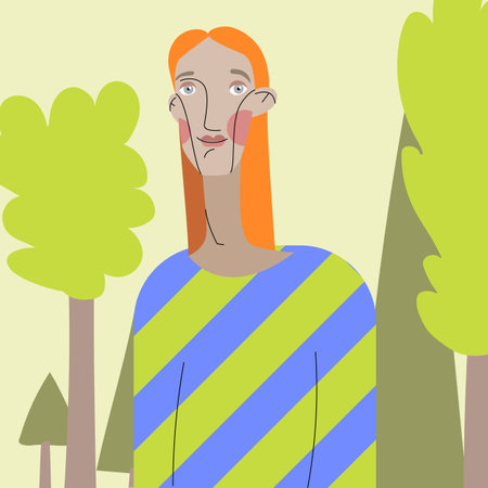 Beautiful colorful vector north american person portrait illustration. Floral elements at the...