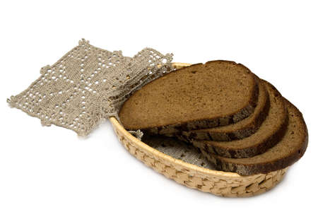 Slices of bread on white backgroundの写真素材