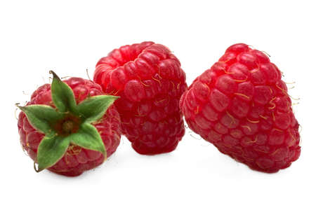 Fresh raspberries (rubus idaeus). Isolated over white background