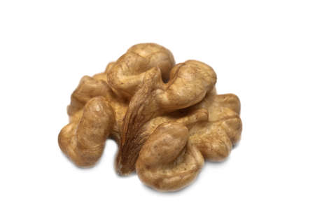 Closeup of a Walnut Isolated on White Background