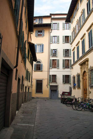 The beautiful narrow streets of Florence, Italyの写真素材