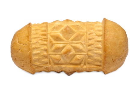 Traditional Polish smoked cheese - oscypek on white backgroundの写真素材
