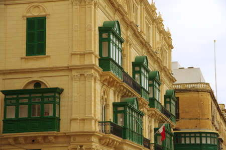 Traditional Maltese balcony in Valletta, Maltaの写真素材