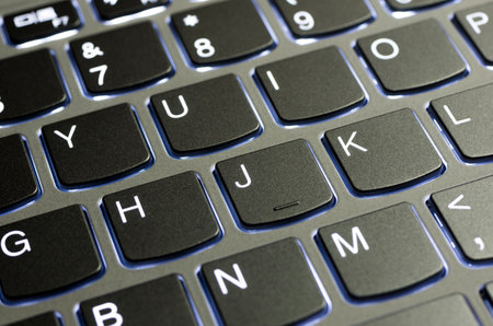 Laptop keyboard illuminated by a nice light