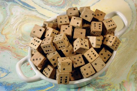 composition of wooden diceの写真素材