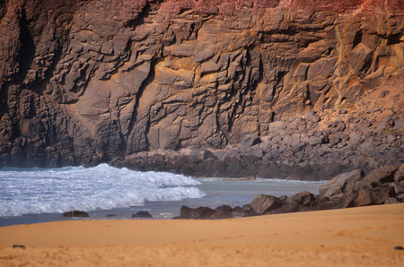 ocean beach and rock cost of island Fuerteventura