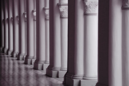 { Pillars or Columns } Repeating columns in CHIJMES Singaporeのeditorial素材