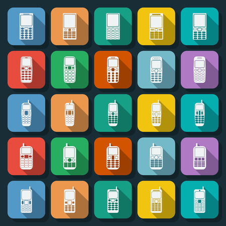 Phones flat icons setのイラスト素材