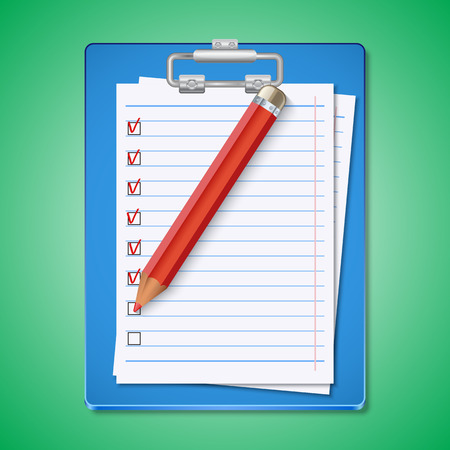 Blank paper sheets with red pencilのイラスト素材