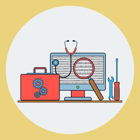 Computer service flat vector conceptのイラスト素材