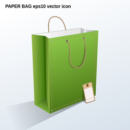 Green shopping paper bag 3d iconのイラスト素材