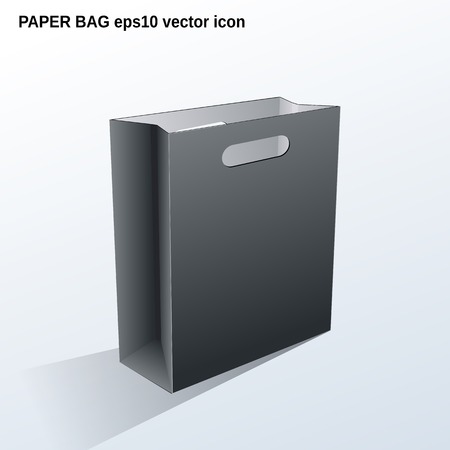 Gray shopping paper bag 3d vector iconのイラスト素材