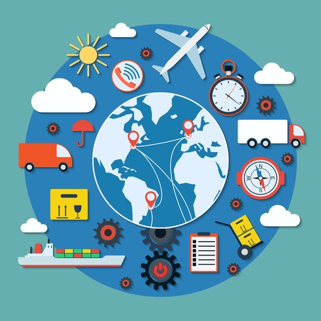 Logistics delivery and transportation vector conceptのイラスト素材