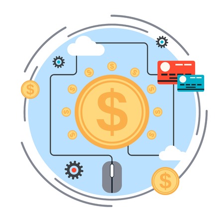 Pay per click, online banking, money transfer, online payment, web commerce conceptのイラスト素材