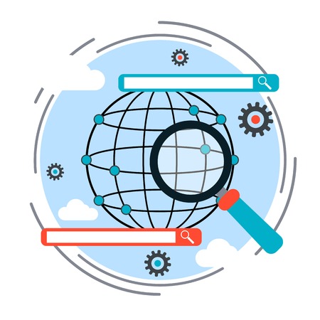 Search engine optimization process, web search and data analysis conceptのイラスト素材