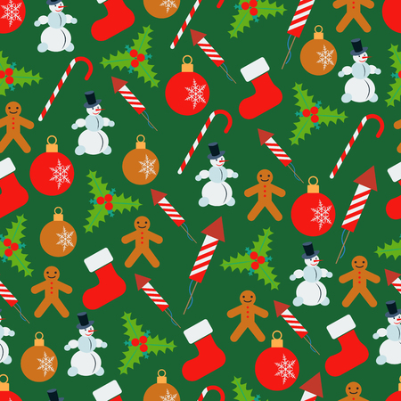 Christmas and New Year seamless vector backgroundのイラスト素材