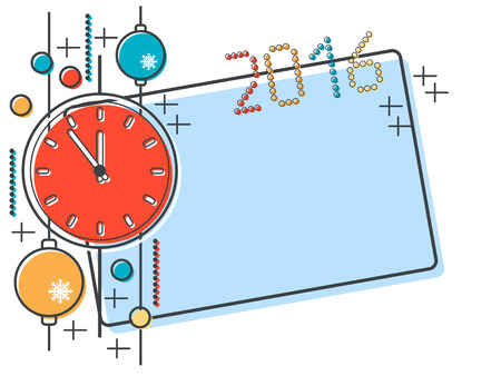 Thin line and flat design style Christmas and New Year 2016 vector illustrationのイラスト素材