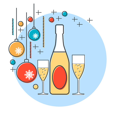 Christmas and New Year vector illustrationのイラスト素材