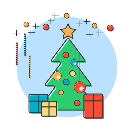 Christmas and New Year vector illustrationのイラスト素材