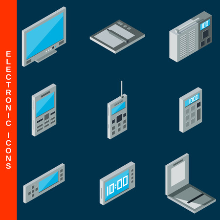 Isometric flat 3d electronic equipment icons setのイラスト素材