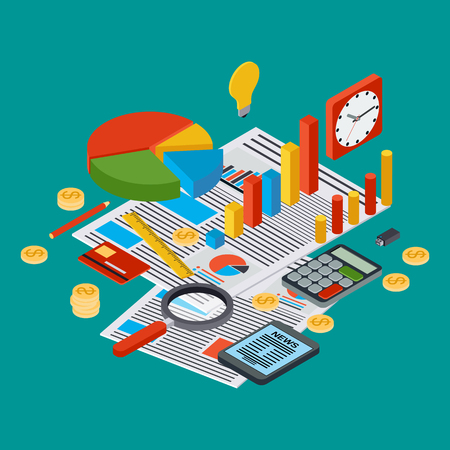 Business report, financial statistic, financial analytics vector conceptのイラスト素材