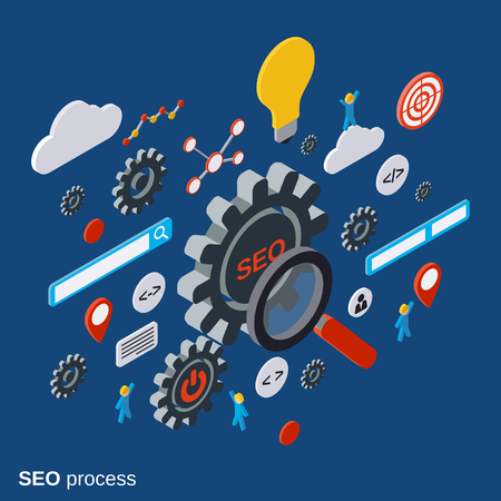 SEO optimization flat 3d isometric conceptのイラスト素材