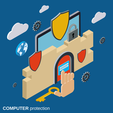 Computer security, data protection conceptのイラスト素材
