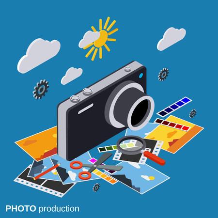 Photo production, montage, editing conceptのイラスト素材