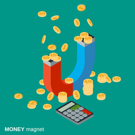 Money magnet, investments attracting, funds accumulation conceptのイラスト素材