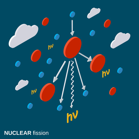 Nuclear fission isometric vector illustrationのイラスト素材