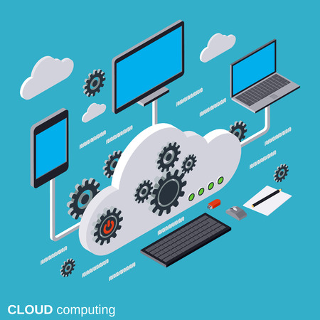 Cloud computing, network, data processing vector conceptのイラスト素材