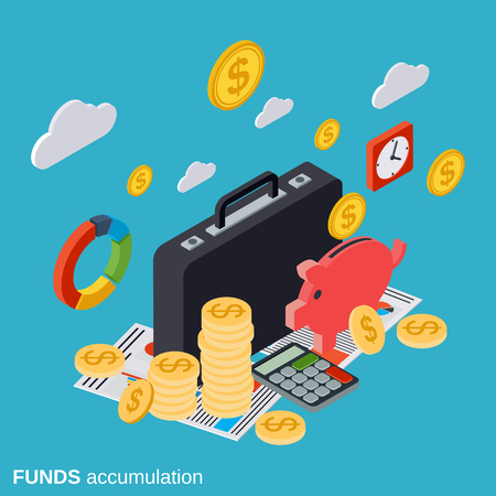 Funds accumulation, business portfolio, financial statistic vector conceptのイラスト素材