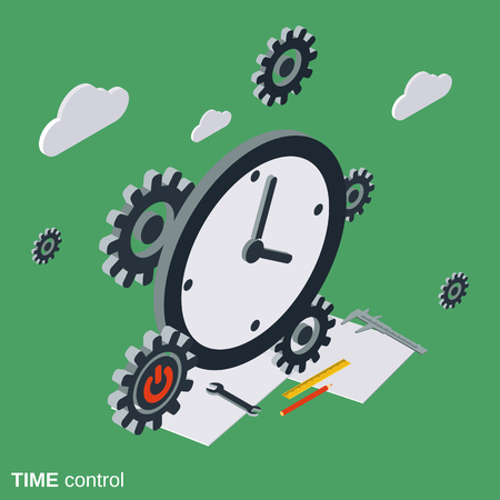 Time control, management flat isometric conceptのイラスト素材