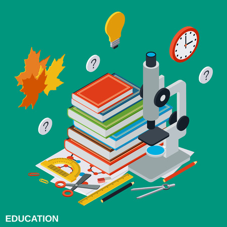 Education flat isometric vector concept illustrationのイラスト素材