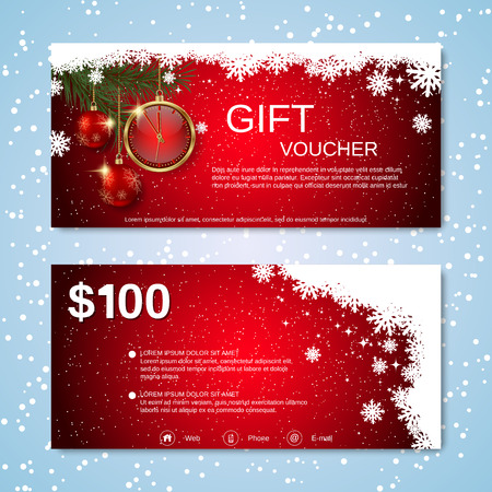 Christmas and New Year discount coupon vector templateのイラスト素材