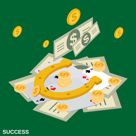 Success flat isometric vector concept illustrationのイラスト素材