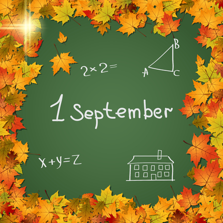 Back to school, education autumn vector backgroundのイラスト素材
