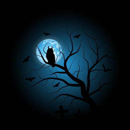 A Halloween scary night vector on black background.のイラスト素材