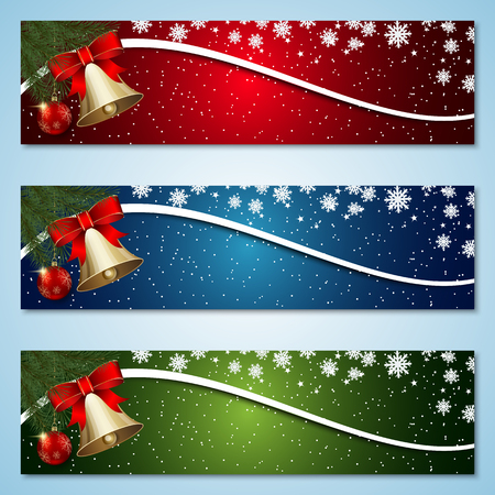 Christmas and New Year colorful vector banners collectionのイラスト素材