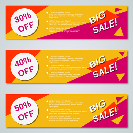 Big sale banner, coupon, gift voucher, sticker vector collectionのイラスト素材