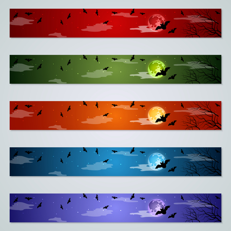 Halloween colorful banners vector templates collectionのイラスト素材