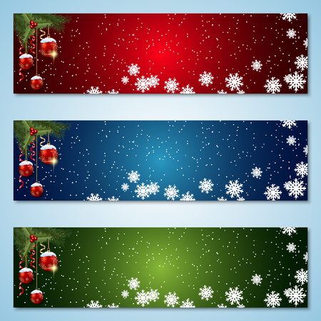 Christmas and New Year colorful vector banners collectionのイラスト素材