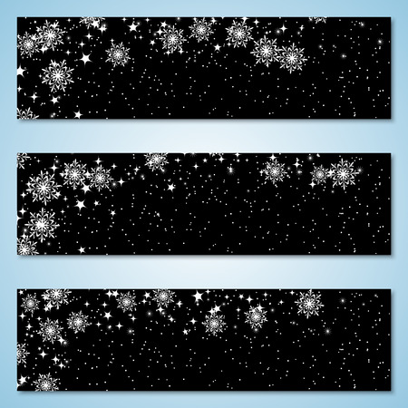 Christmas and New Year black vector banners collectionのイラスト素材