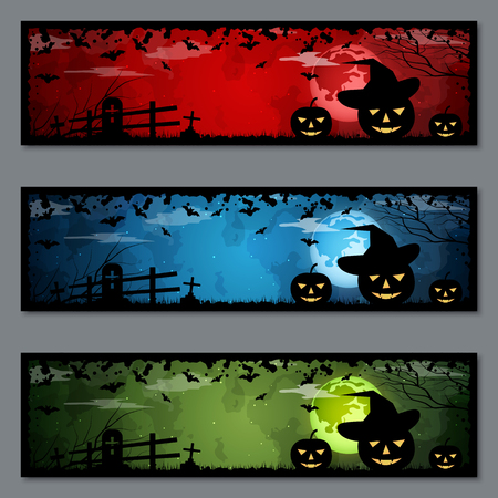 Halloween colorful banners vector templates collectionのイラスト素材