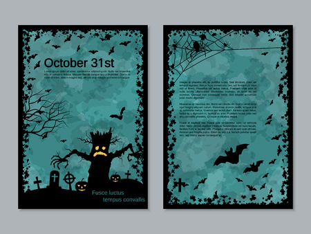 Halloween scary night flyer vector design templateのイラスト素材