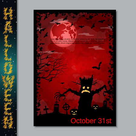 Halloween scary night flyer vector design templateのイラスト素材